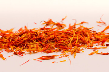 Fototapeta premium Saffron spice. Macro shot with shallow focus