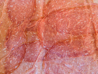 Deatail of Italian delicious salami for texture backgound © Takashi Images