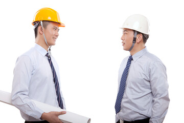Two engineer Wearing a safety helmet