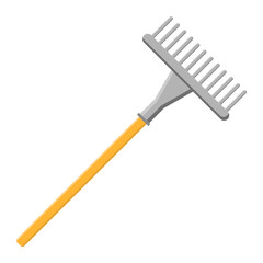 Cartoon rake icon isolated on white background. Gardening tool. Vector illustration in cartoon style for your design