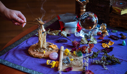 Candle magic, casting and cleansing aura with wax and candle, love spell, old European magic