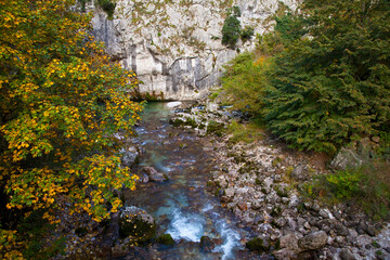 Río Cares, tramo en Puente Poncebos,, Asturias