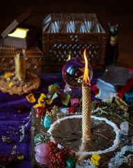 Candle magic, casting and cleansing aura with wax and candle, love spell, old European magic