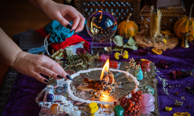 Candle magic, casting and cleansing aura with wax and candle, love spell, old European magic