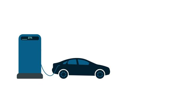 Car Charging Station Point 4K Animation. EV charging animation.
