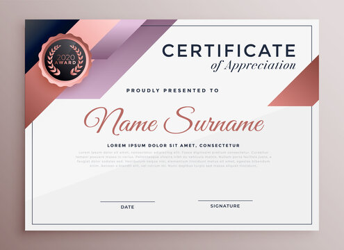 certificate template design in geometric style