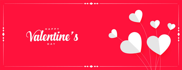 Naklejka premium happy valentines day paper balloon hearts banner design