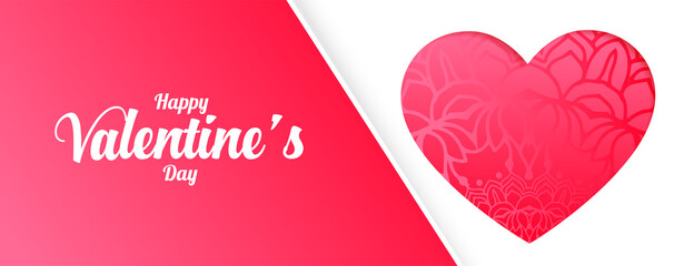 happy valentines day pink heart greeting banner design