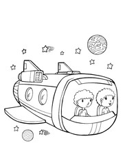 Raumschiff Rakete Weltraum Malbuch Seite Vektor Illustration Art