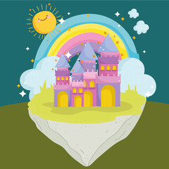 princess tale cartoon rainbow castle fantasy imagination