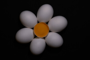 An artistic flower made by eggs