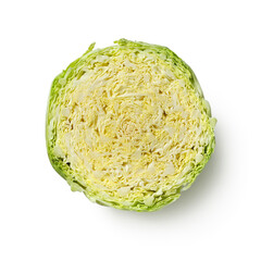 Halved fresh whole Savoy cabbage isolated on white background