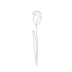 Flower silhouette line drawing, vector illustration