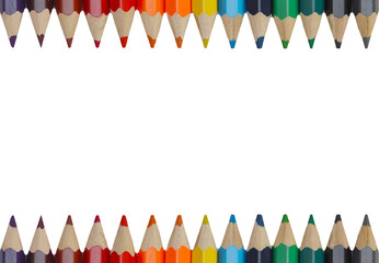 colorful wooden pens paper edge background