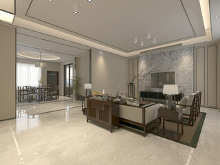 3d render. Modern living room interior scene.