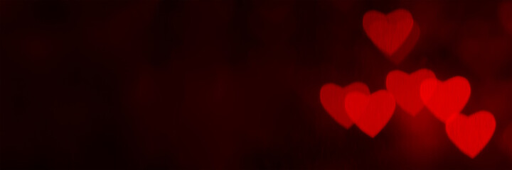 Hearts abstract background in red and black colors. Happy Valentine's Day Banner