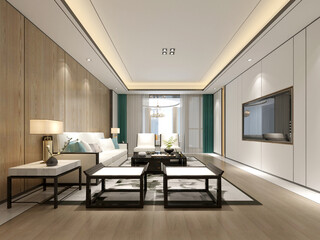 3d render. Modern living room interior.