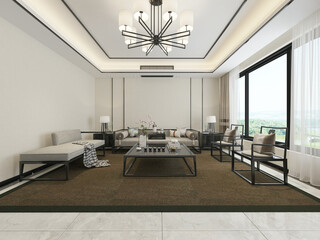 3d render. Modern living room interior scene.