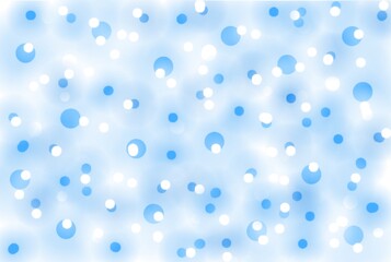 hand drawn winter background with blue and white snowflakes.