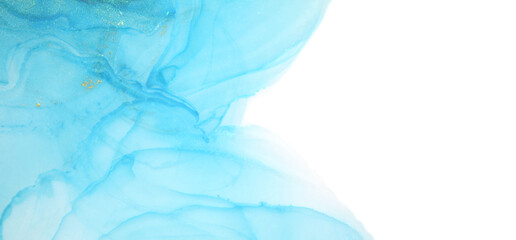 Abstract blue watercolor horizontal background. Marble texture. Alcohol ink