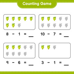 Counting game, count the number of Grape and write the result. Educational children game, printable worksheet, vector illustration