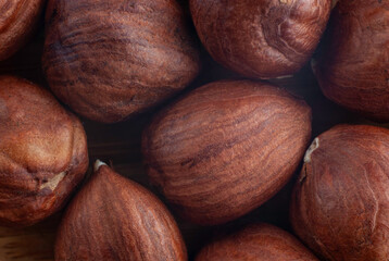 Raw hazelnuts without shell texturet macro background