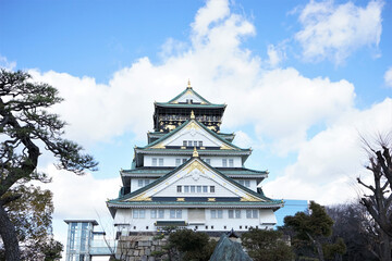 Osaka castle or Osakajyo in Osaka Prefecture, Japan, winter season - 大阪城 大阪 日本 冬
