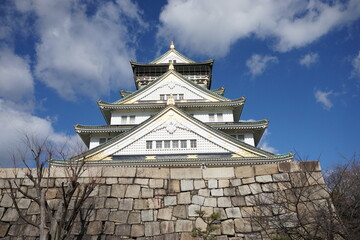 大阪城 大阪 日本 冬 - Osaka castle or Osakajyo in Osaka Prefecture, Japan, winter season
