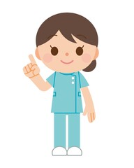 看護師 女性 指差し