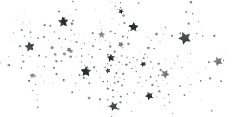 Silver star of confetti. Falling starry background.