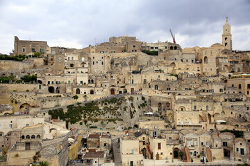 Fototapeta na wymiar Panoramic view of Sasso Caveoso structures, Matera, European Capital of Culture 2019