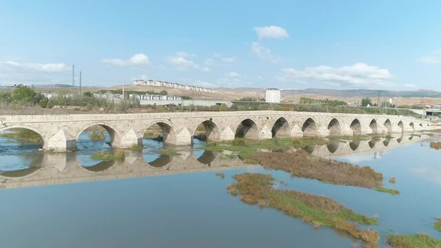 Aerial view of Kesik Bridge in Sivas, Turkey