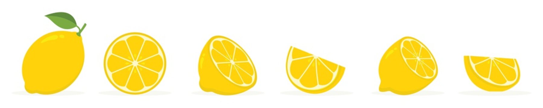 Fresh lemon fruits icon, Yellow Lemon slice, vector illustration 	