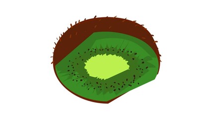 Cut kiwi icon animation best object on white background
