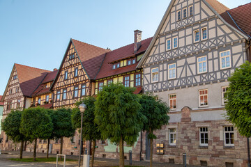 Fototapeta na wymiar Facades of historic half-timbered houses in Wasungen