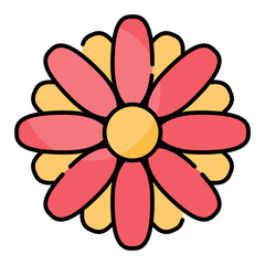 Flower icon design colorline style