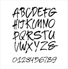 Vector Acrylic Brush Style Hand Drawn Alphabet Font. Calligraphy alphabet on a white background