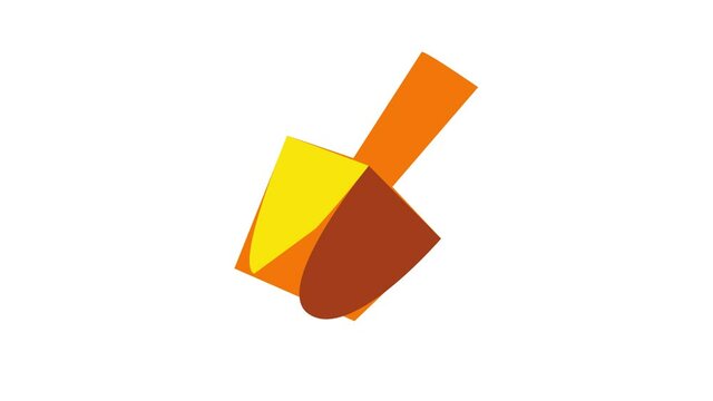 Yellow dreidel icon animation best object on white background