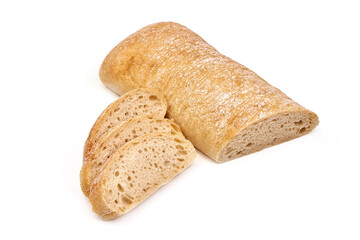 Ciabatta, Italian traditional bread, isolated on white background