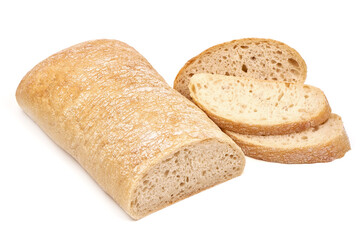 Ciabatta, Italian traditional bread, isolated on white background