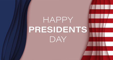 American National Holiday. US Presidents Day Flag with American stars, stripes and national colors