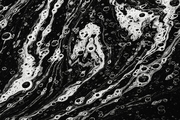 Schaum Blasen auf schwarzem Wasser im Hintergrund Formen abstrakte Strukturen und Schlieren