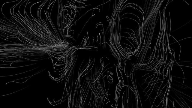 Fluid swirling lines abstract.
White curving lines flowing around each other.