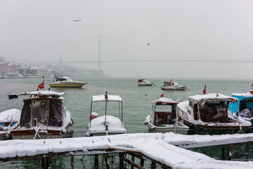 Snowy day in Istanbul, Turkey.