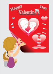 Cupido  en la tarjetas  de San Valentín