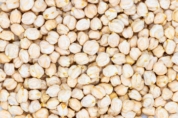 Raw dry chickpeas isolated for food background