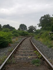 Fototapeta na wymiar railway in the countryside Schienen Gleise