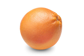 Grapefruit side view isolated on white background. Ripe citrus fruit..