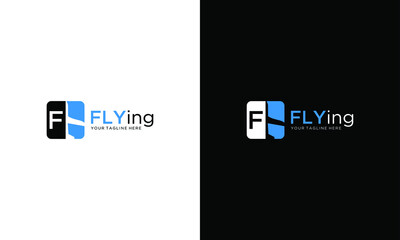 Letter F Air Travel Logo Design with Letter F, Air travel logo design vector template on a black and white background.