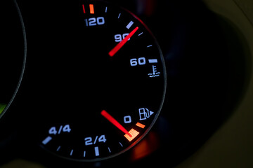 Low Level fuel warning light in car dashboard